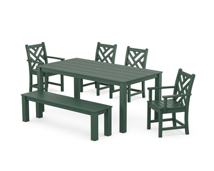 POLYWOOD® Chippendale 6-Piece Parsons Dining Set with Bench in Green