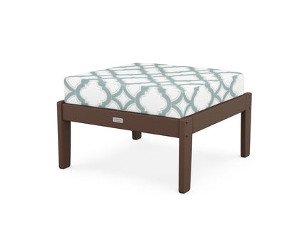 Country Living Cottage Deep Seating Ottoman in Mahogany / Trellis Glacier Spa