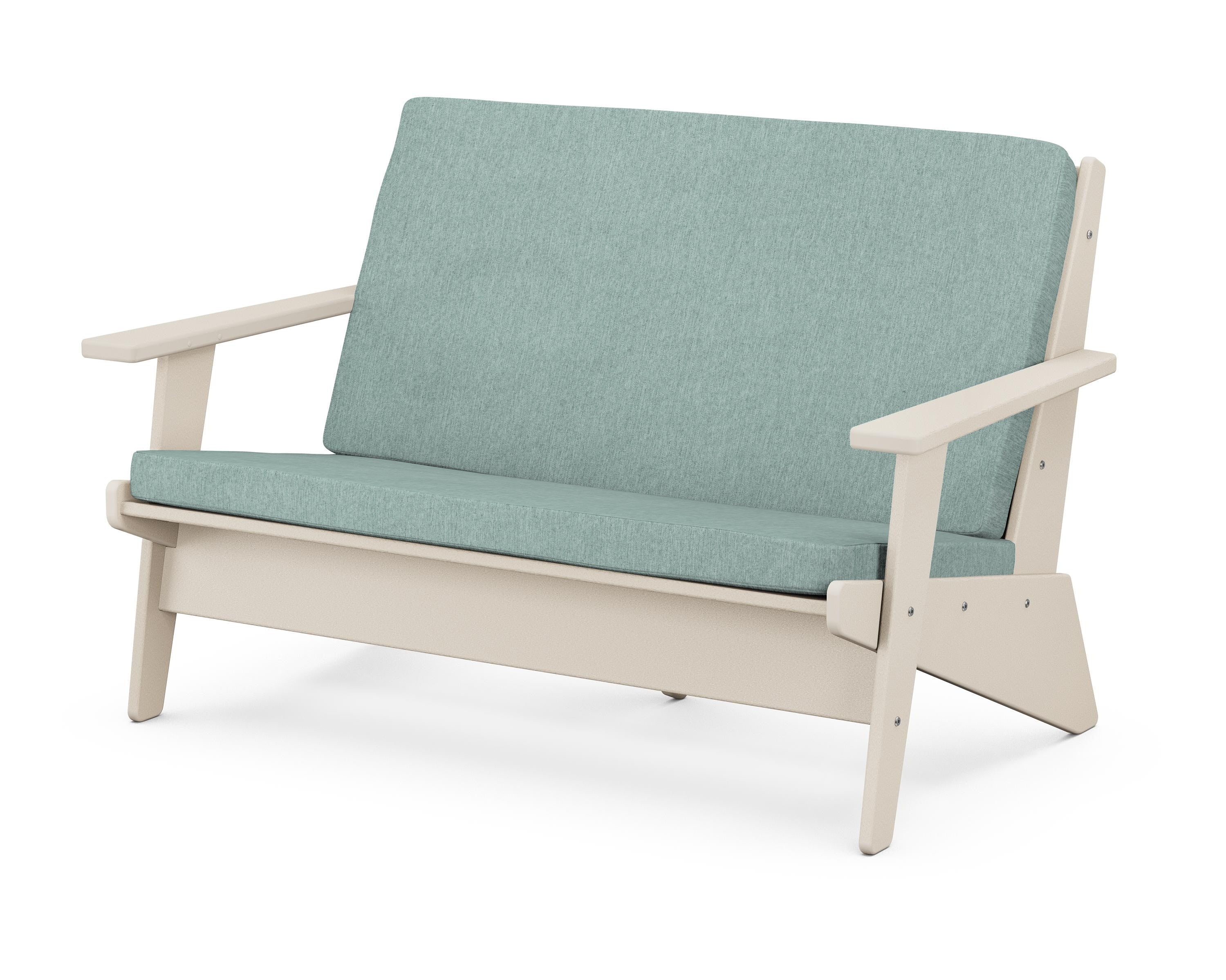 POLYWOOD® Riviera Modern Lounge Loveseat in Sand / Glacier Spa
