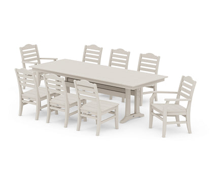 POLYWOOD® Savannah 9-Piece Farmhouse Dining Set with Trestle Legs in Sand