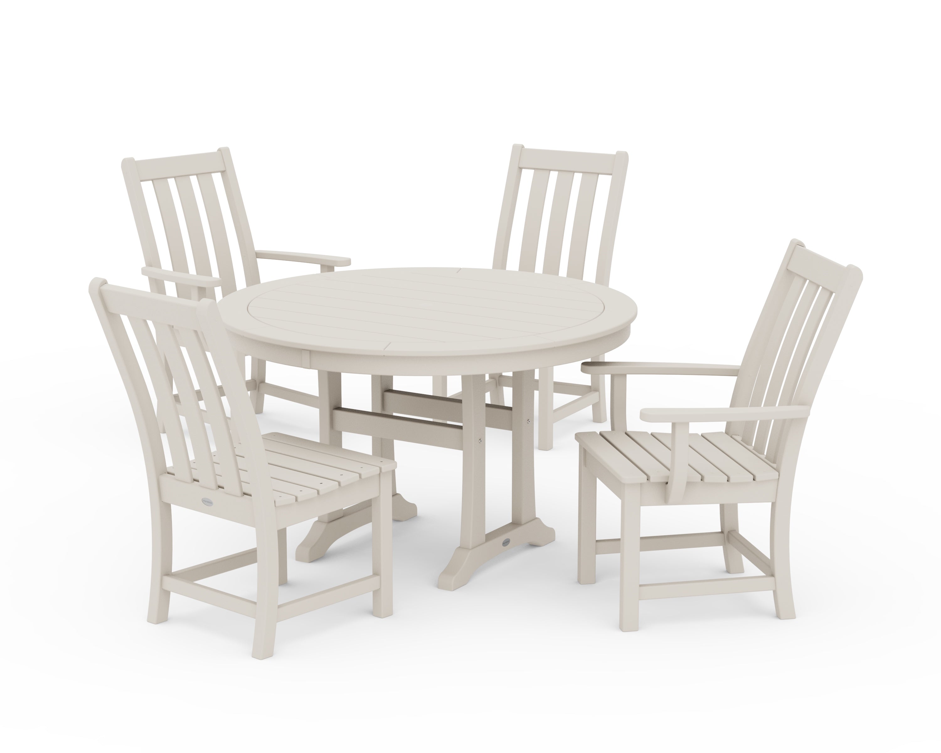 POLYWOOD® Vineyard 5-Piece Nautical Trestle Dining Set in Sand