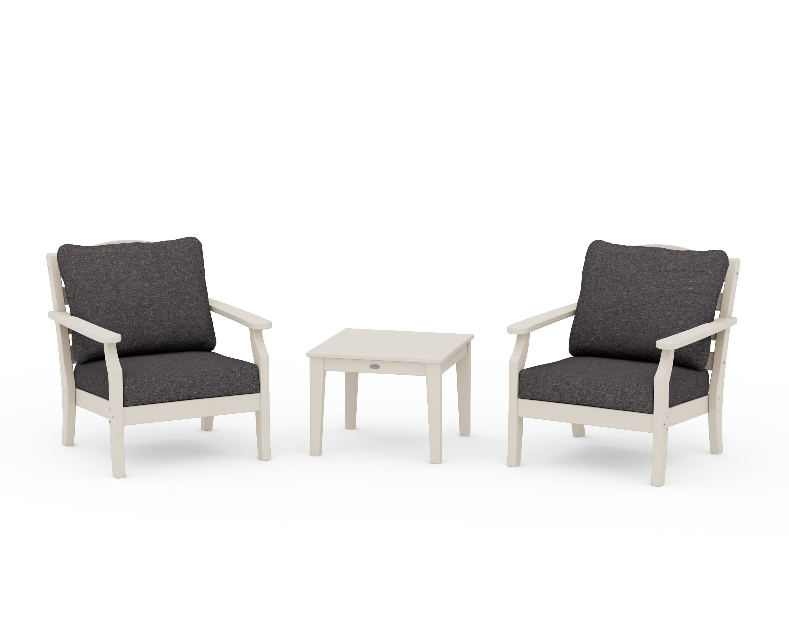 Draper James™ by  POLYWOOD® Savannah 3-Piece Deep Seating Set in Sand / Ash Charcoal
