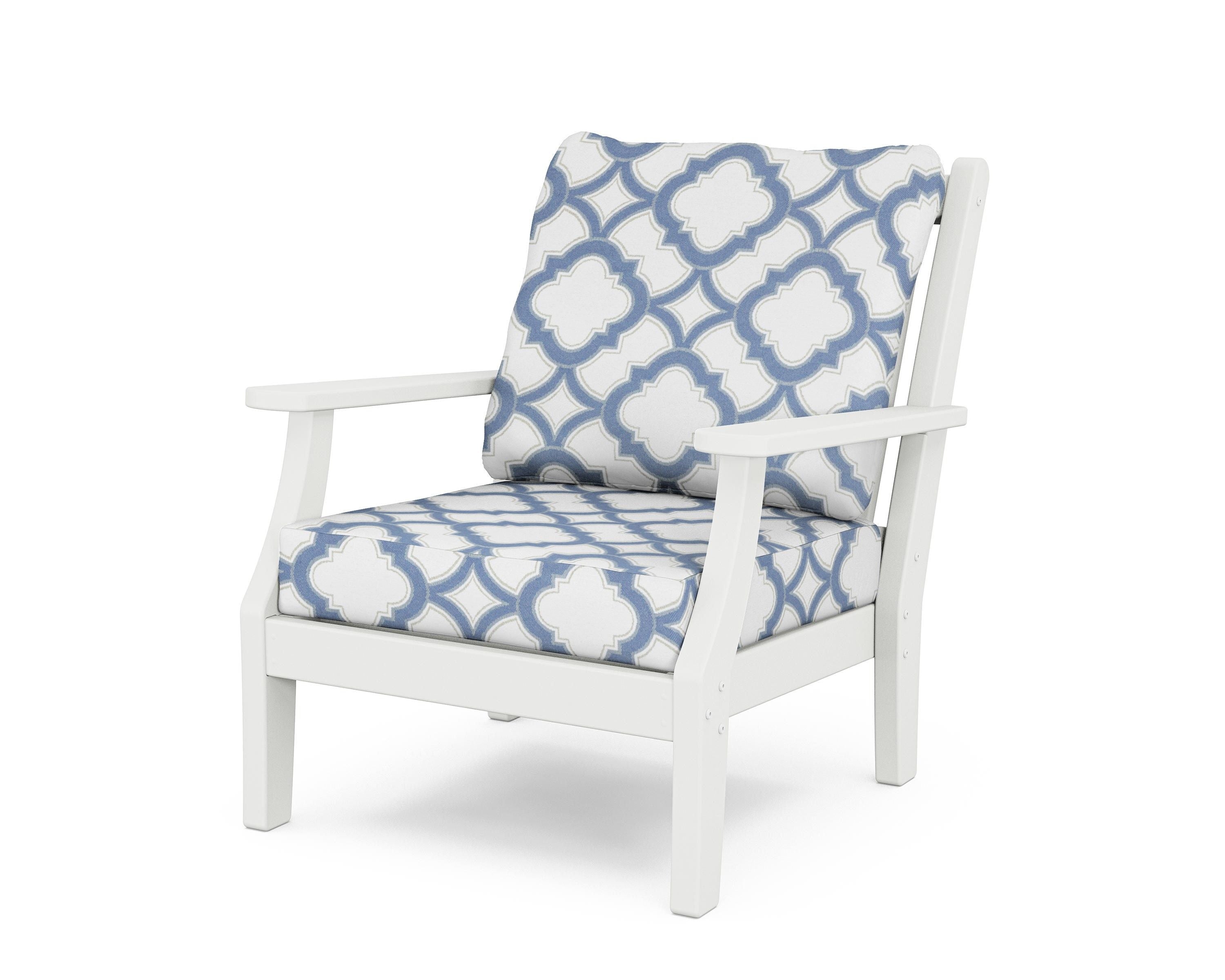 Country Living Wovendale Deep Seating Chair in White / Trellis Sky Blue
