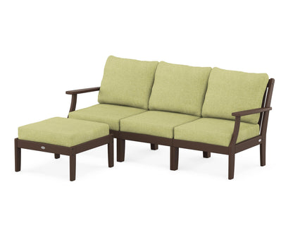 POLYWOOD® Braxton Modular 4-Piece Deep Seating Set with Ottoman in Mahogany / Chartreuse Boucle