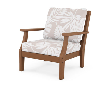 Martha Stewart by POLYWOOD® Chinoiserie Deep Seating Chair in Teak / Leaf Dune Burlap