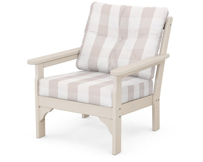 POLYWOOD® Vineyard Deep Seating Chair in Sand / Buffalo Plaid Dune Burlap