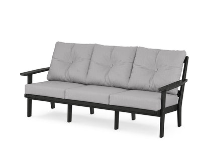 POLYWOOD® Oxford Deep Seating Sofa in Black / Granite