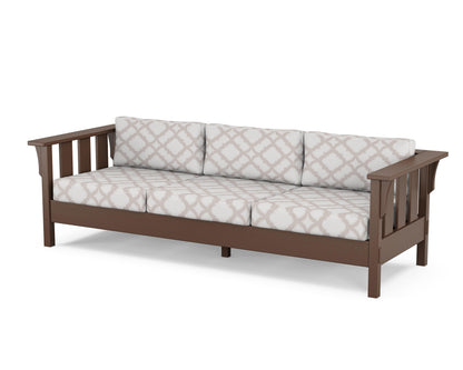 Martha Stewart by POLYWOOD® Acadia Deep Seating Sofa in Mahogany / Trellis Dune Burlap