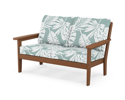 Country Living Cottage Deep Seating Loveseat in Teak / Leaf Glacier Spa