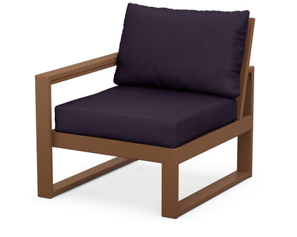 POLYWOOD® EDGE Modular Left Arm Chair in Teak / Navy Linen