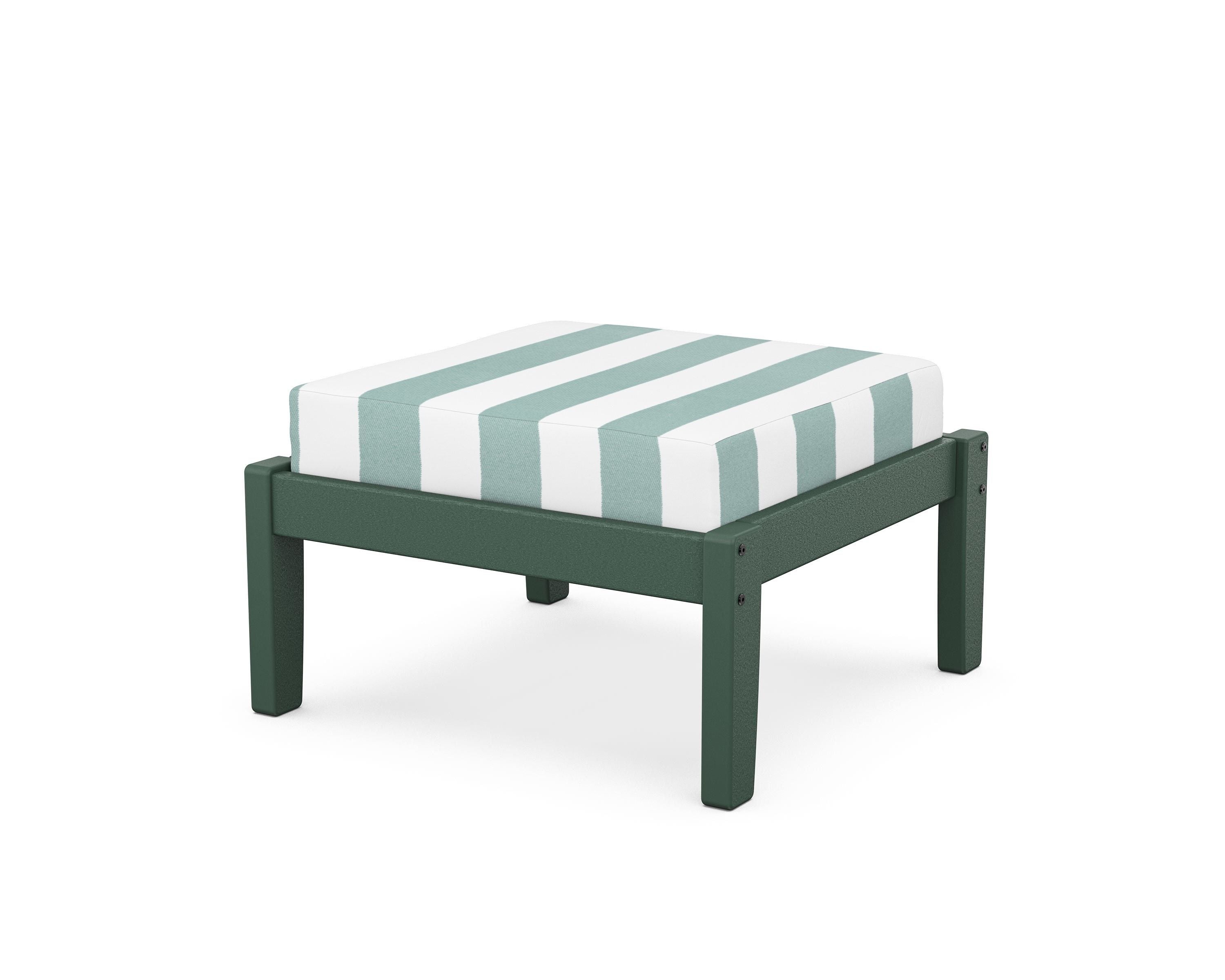 Unbranded Deep Seating Ottoman in Green / Cabana Stripe Glacier Spa