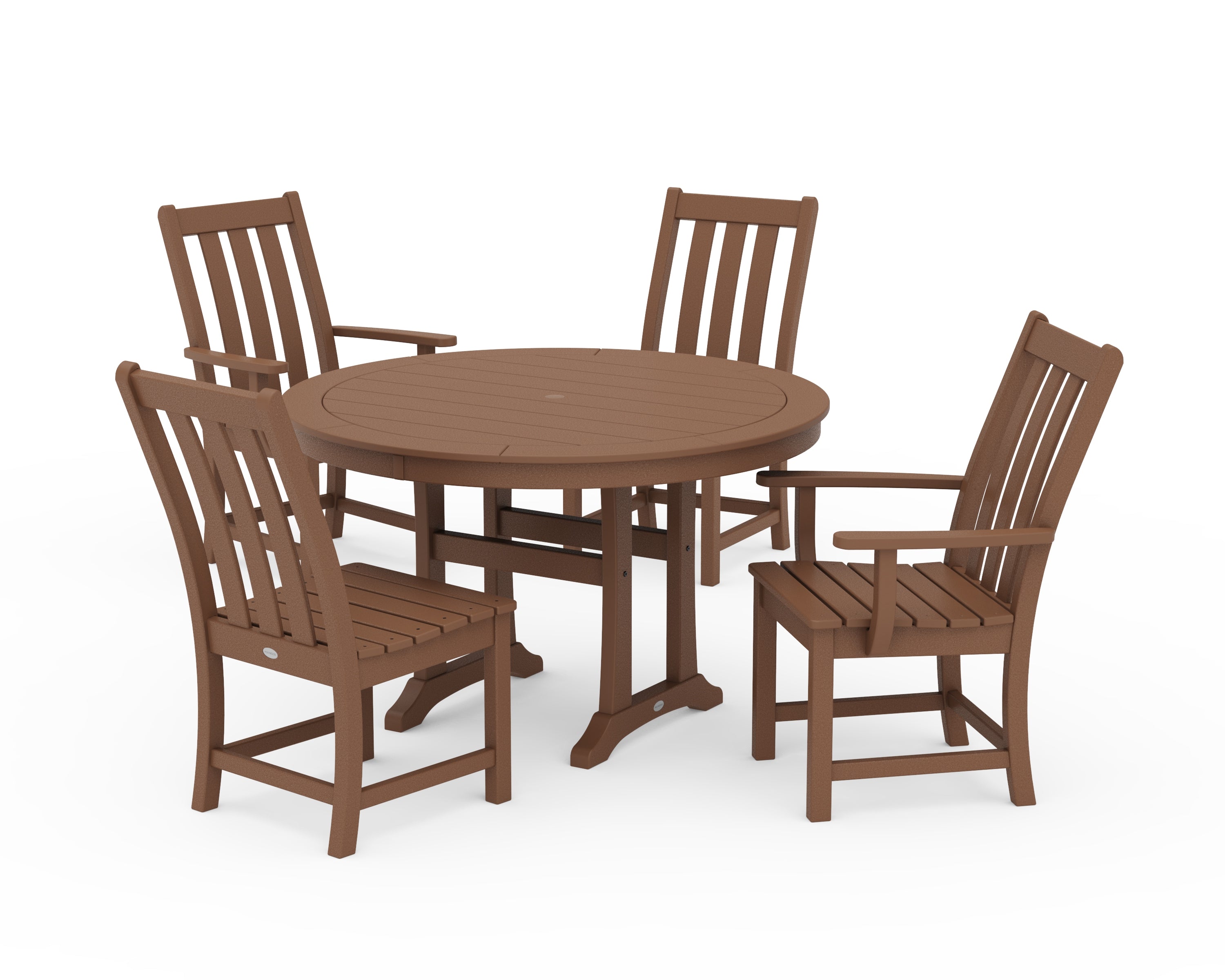 POLYWOOD® Vineyard 5-Piece Nautical Trestle Dining Set in Teak