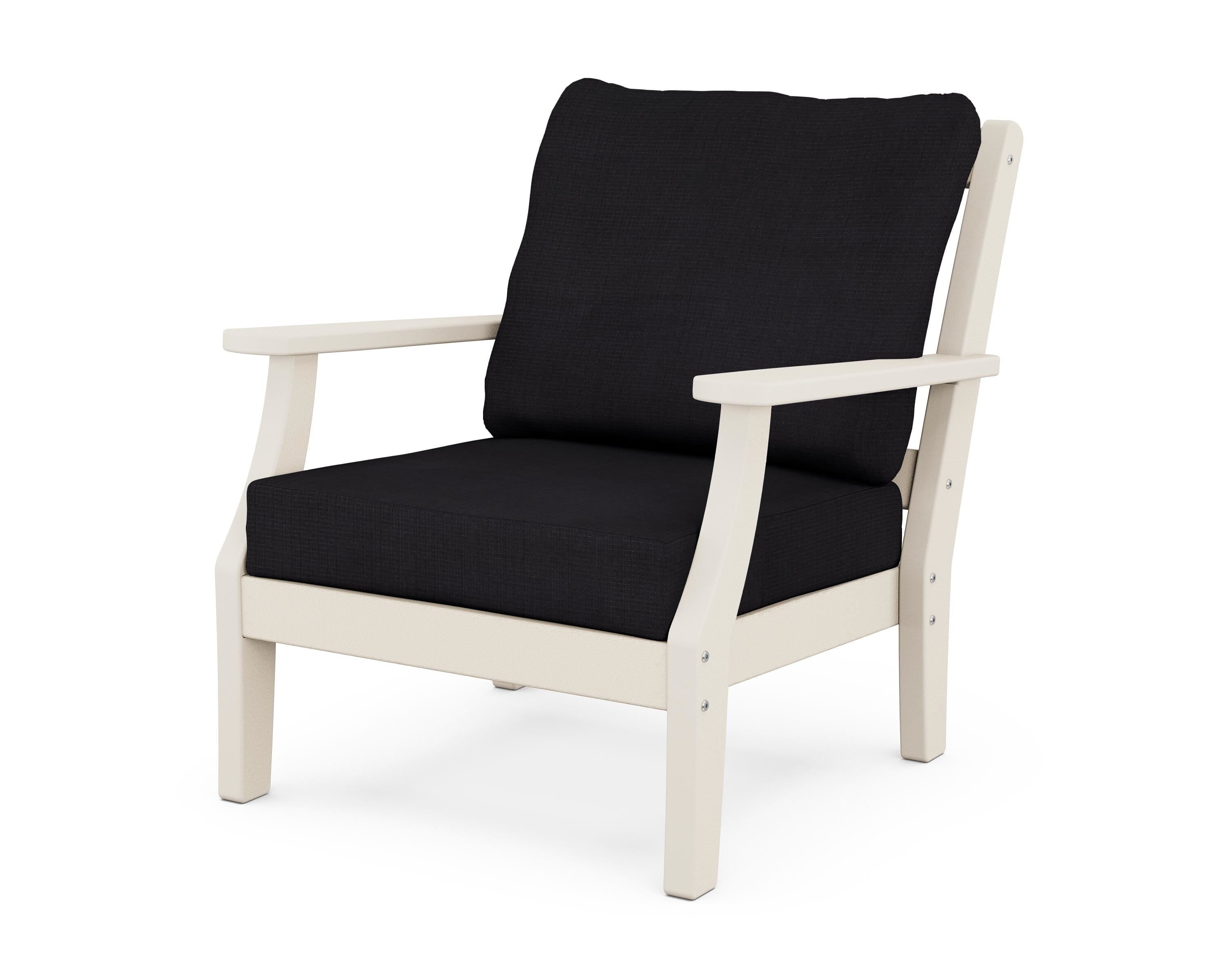Martha Stewart by POLYWOOD® Chinoiserie Deep Seating Chair in Sand / Midnight Linen