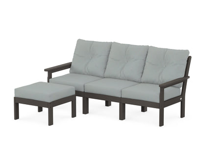 POLYWOOD® Vineyard 4-Piece Sectional with Ottoman in Vintage Coffee / Spa