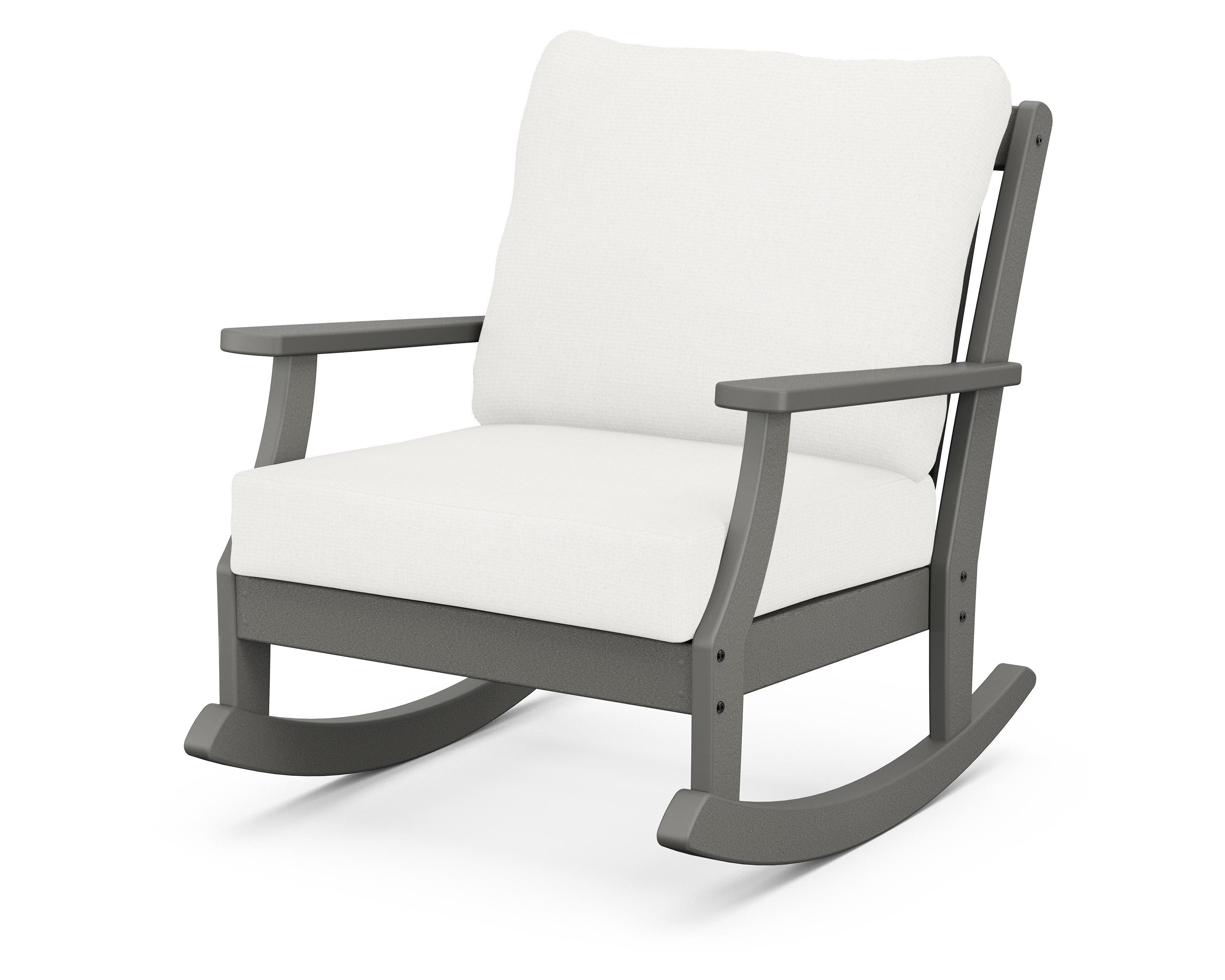 POLYWOOD® Braxton Deep Seating Rocking Chair in Slate Grey / Natural Linen