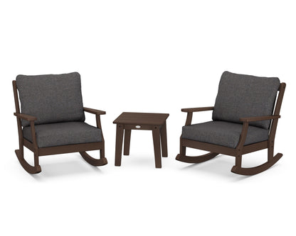 POLYWOOD® Braxton 3-Piece Deep Seating Rocker Set in Mahogany / Ash Charcoal