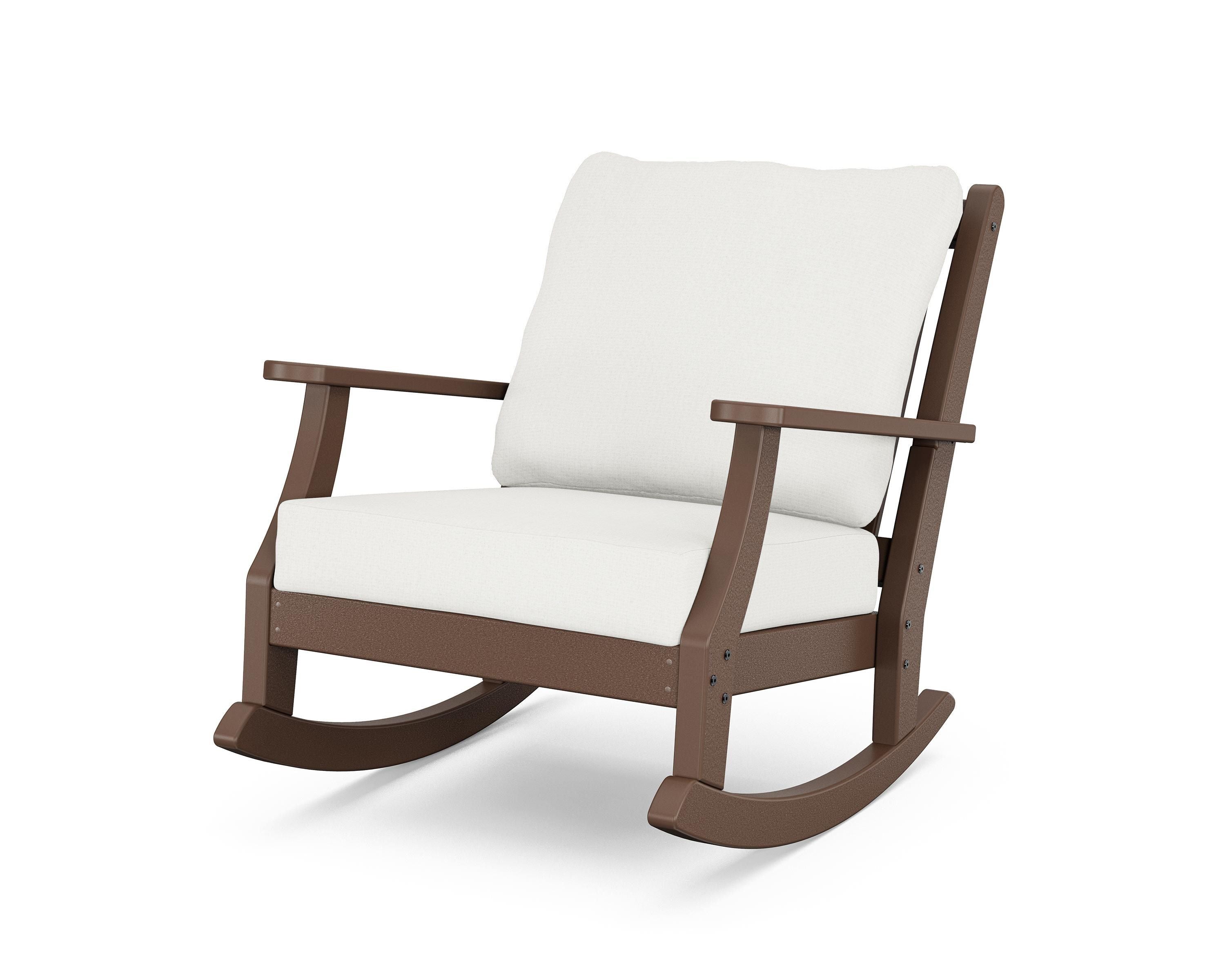 Country Living Wovendale Deep Seating Rocking Chair in Mahogany / Natural Linen