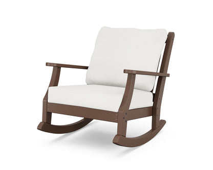 Country Living Wovendale Deep Seating Rocking Chair in Mahogany / Natural Linen