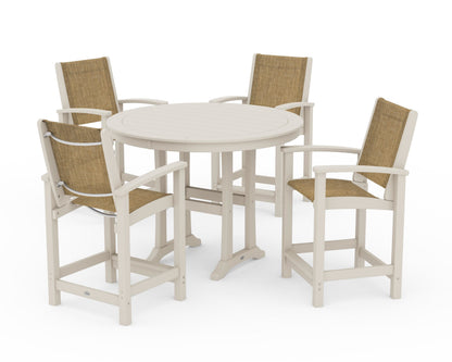 POLYWOOD® Coastal 5-Piece Counter Set in Sand / Burlap Sling