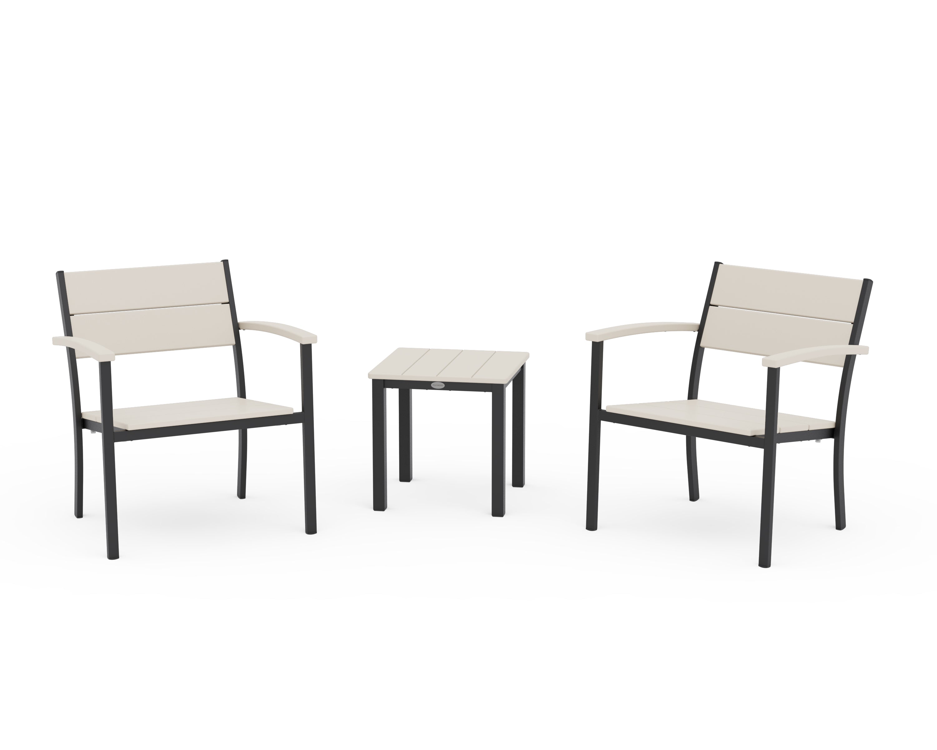POLYWOOD® Main Street 3-Piece Lounge Chair Set in Black / Sand