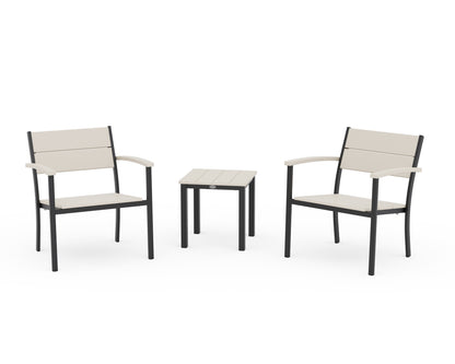 POLYWOOD® Main Street 3-Piece Lounge Chair Set in Black / Sand
