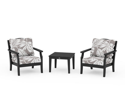 Draper James™ by  POLYWOOD® Savannah 3-Piece Deep Seating Set in Black / Leaf Grey Mist
