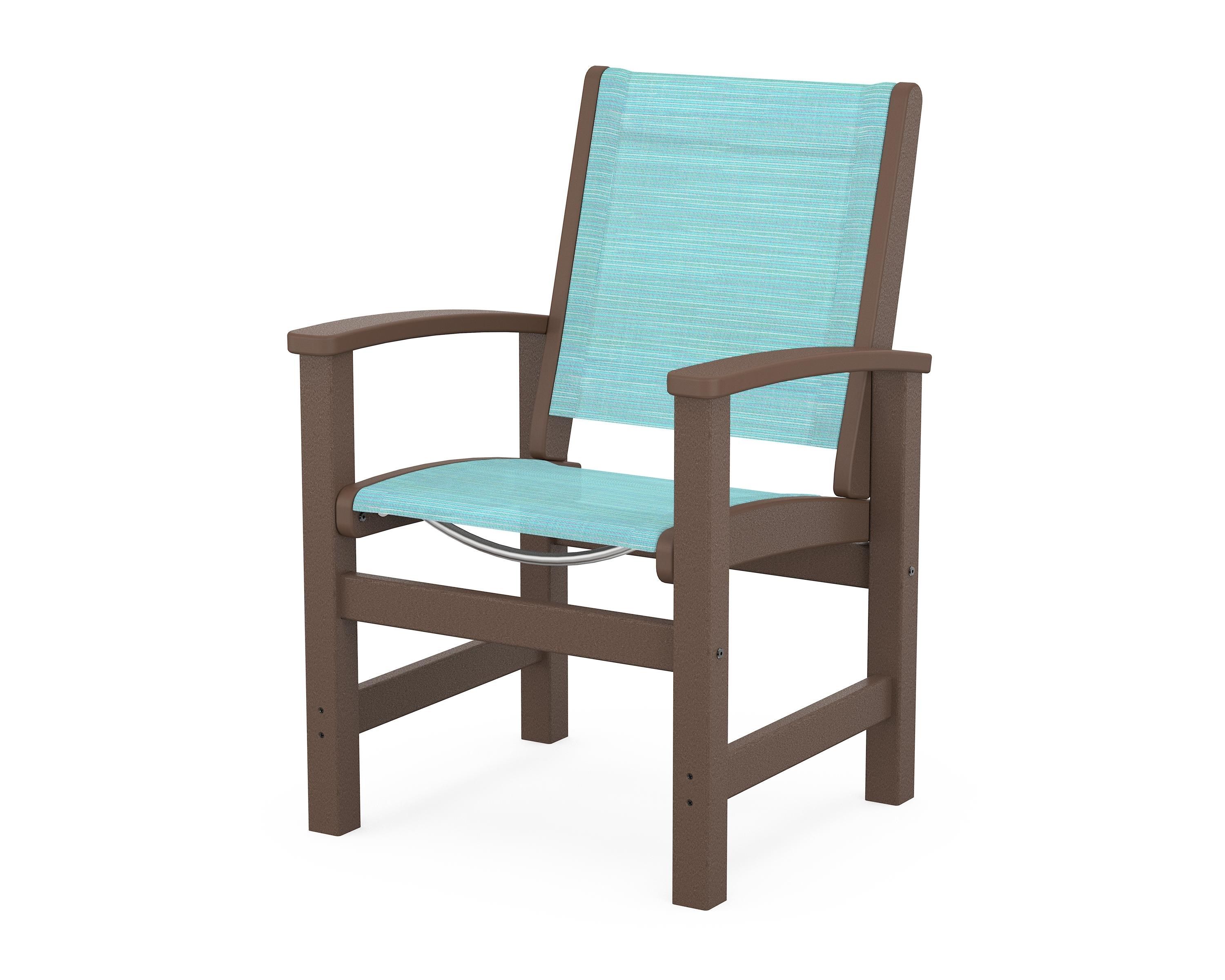 POLYWOOD® Coastal Dining Chair in Mahogany / Dupioni Aquamarine Sling