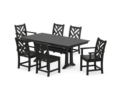 POLYWOOD® Chippendale 7-Piece Farmhouse Trestle Dining Set in Black