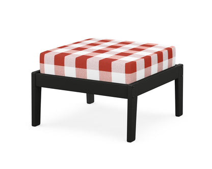 Unbranded Deep Seating Ottoman in Black / Buffalo Plaid Crimson