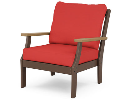 POLYWOOD® Braxton Deep Seating Chair in Mahogany / Natural / Crimson Linen