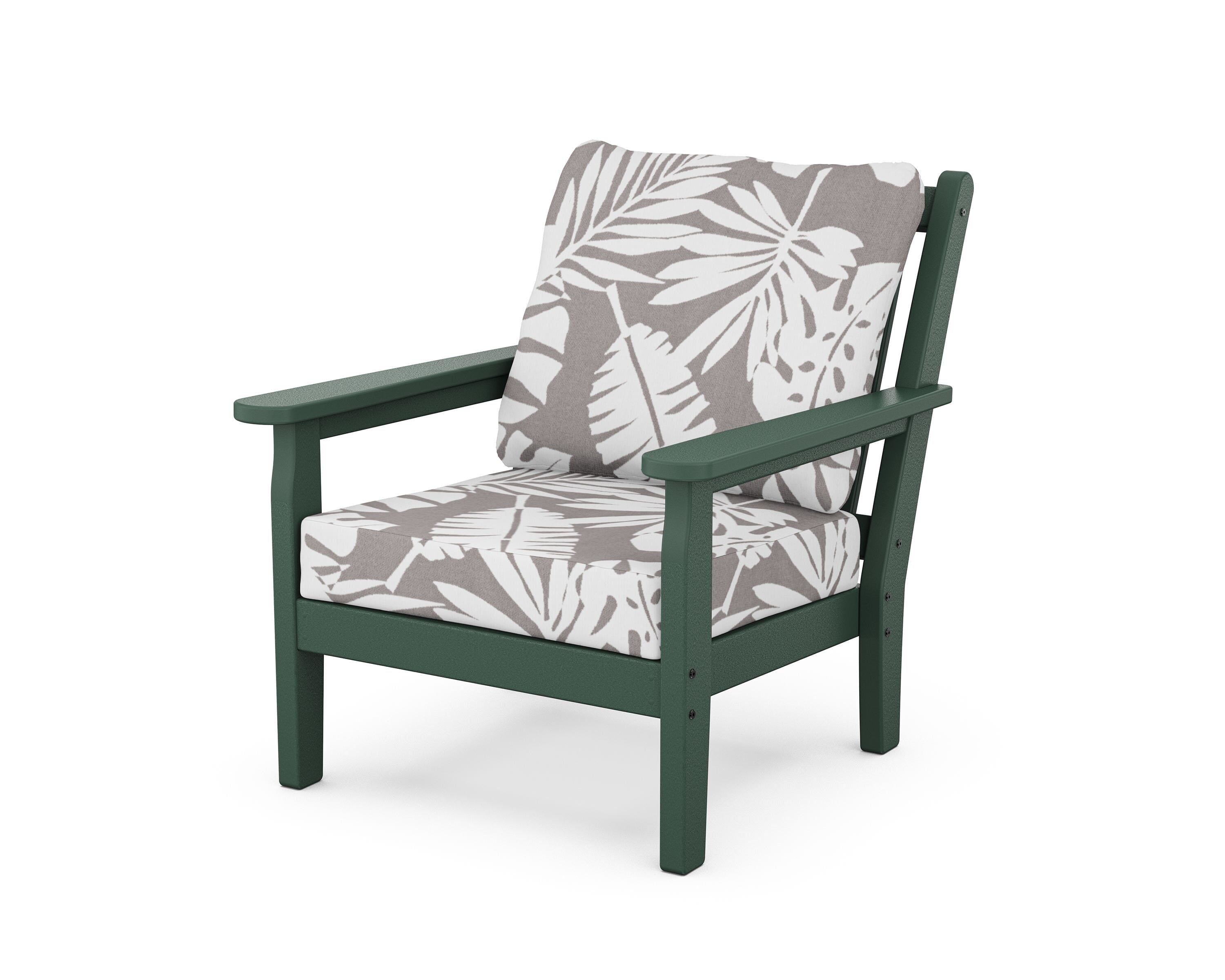 POLYWOOD® Chippendale Deep Seating Chair in Green / Leaf Grey Mist