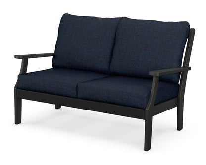 POLYWOOD® Braxton Deep Seating Loveseat in Black / Marine Indigo