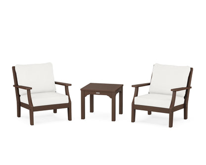 Martha Stewart by POLYWOOD® Chinoiserie 3-Piece Deep Seating Set in Mahogany / Natural Linen