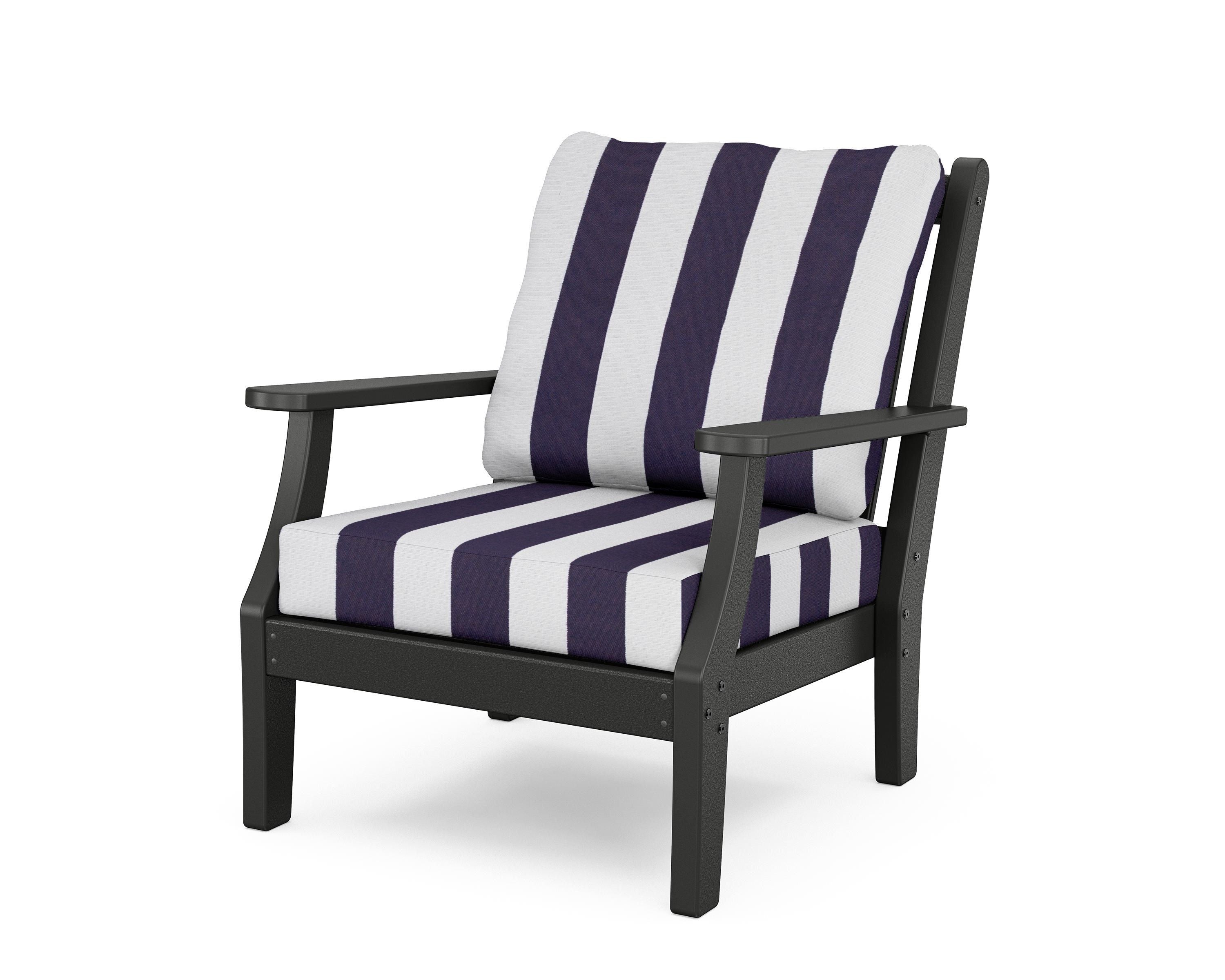 Country Living Wovendale Deep Seating Chair in Black / Cabana Stripe Navy