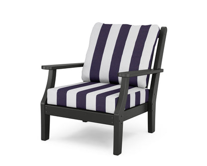 Country Living Wovendale Deep Seating Chair in Black / Cabana Stripe Navy
