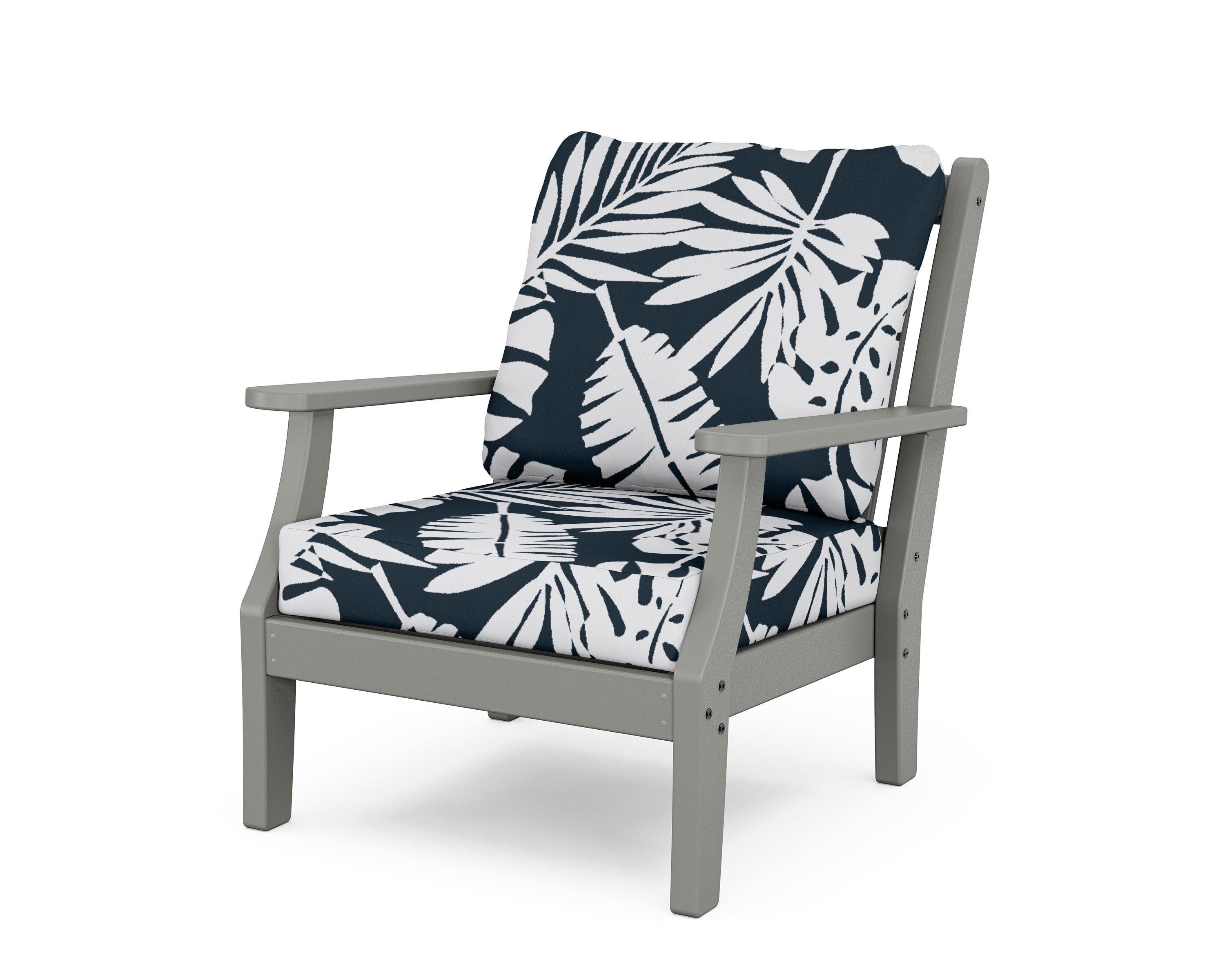 Country Living Wovendale Deep Seating Chair in Slate Grey / Leaf Marine Indigo