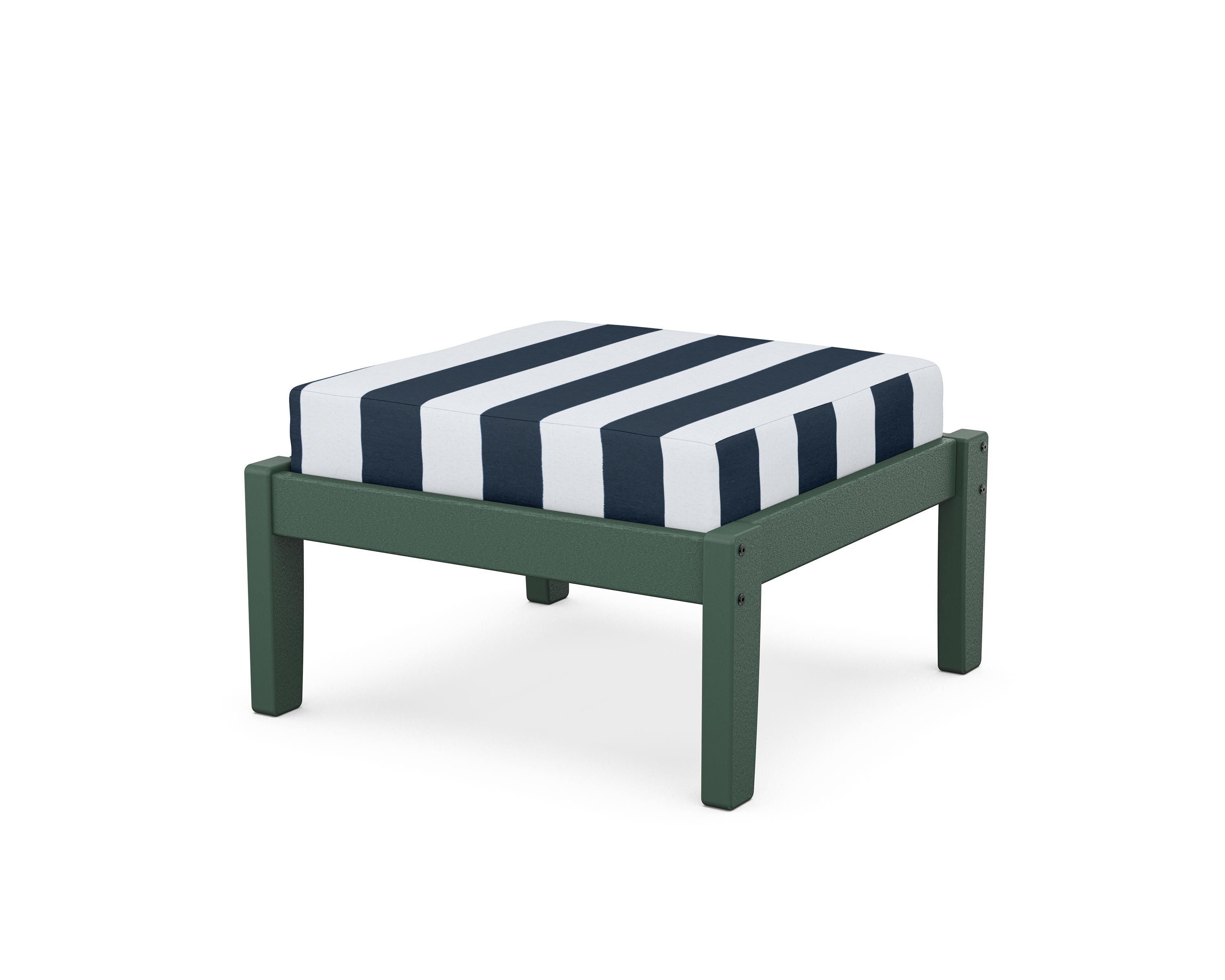 Unbranded Deep Seating Ottoman in Green / Cabana Stripe Marine Indigo
