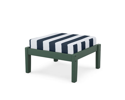 Unbranded Deep Seating Ottoman in Green / Cabana Stripe Marine Indigo