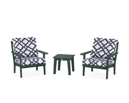 POLYWOOD® Mission 3-Piece Deep Seating Set in Green / Trellis Navy