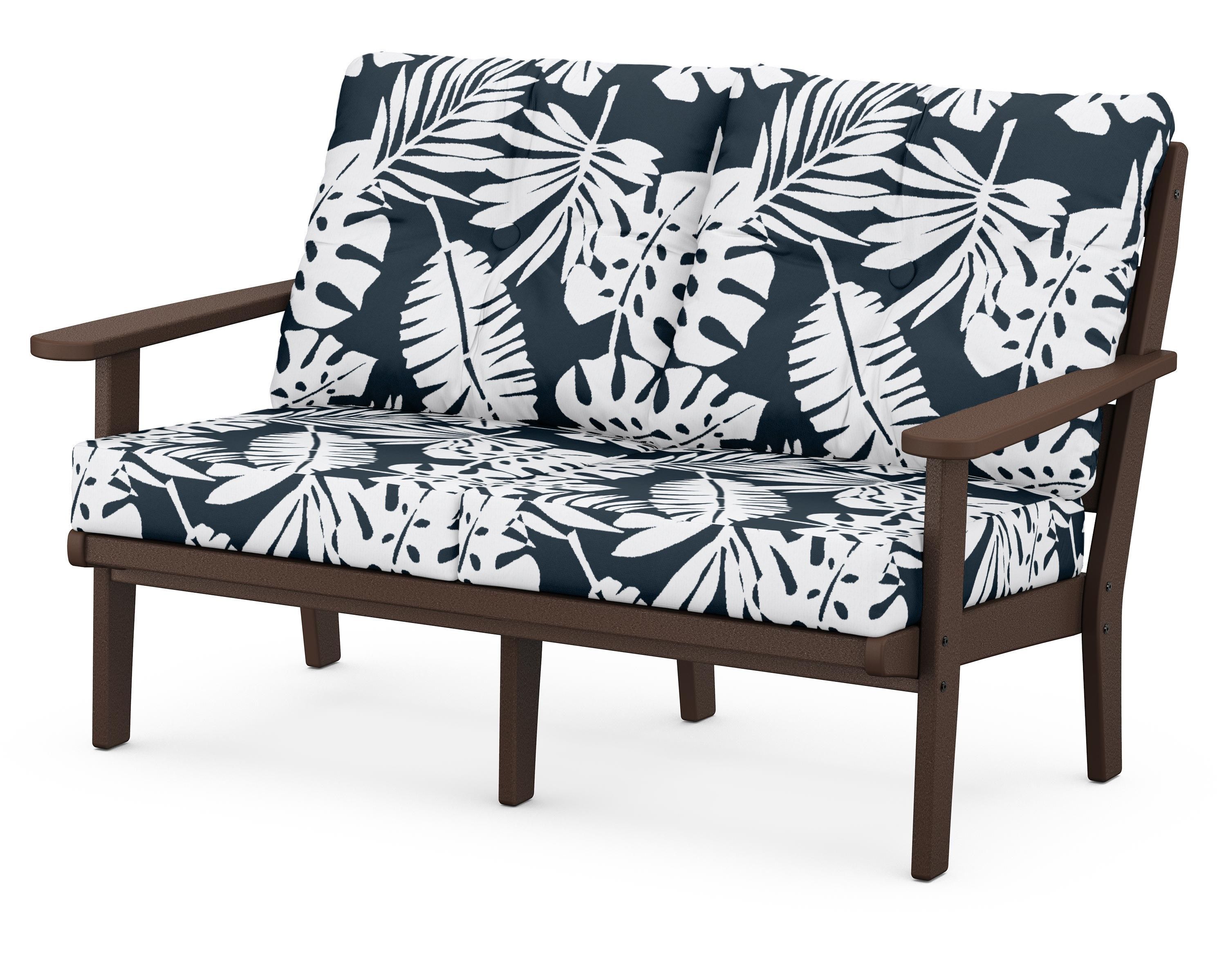 POLYWOOD® Lakeside Deep Seating Loveseat in Mahogany / Leaf Marine Indigo
