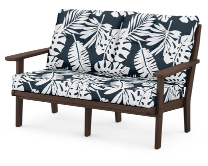 POLYWOOD® Lakeside Deep Seating Loveseat in Mahogany / Leaf Marine Indigo