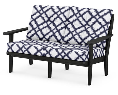 POLYWOOD® Lakeside Deep Seating Loveseat in Black / Trellis Navy