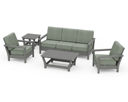 POLYWOOD® Harbour 5-Piece Deep Seating Set in Slate Grey / Cast Sage