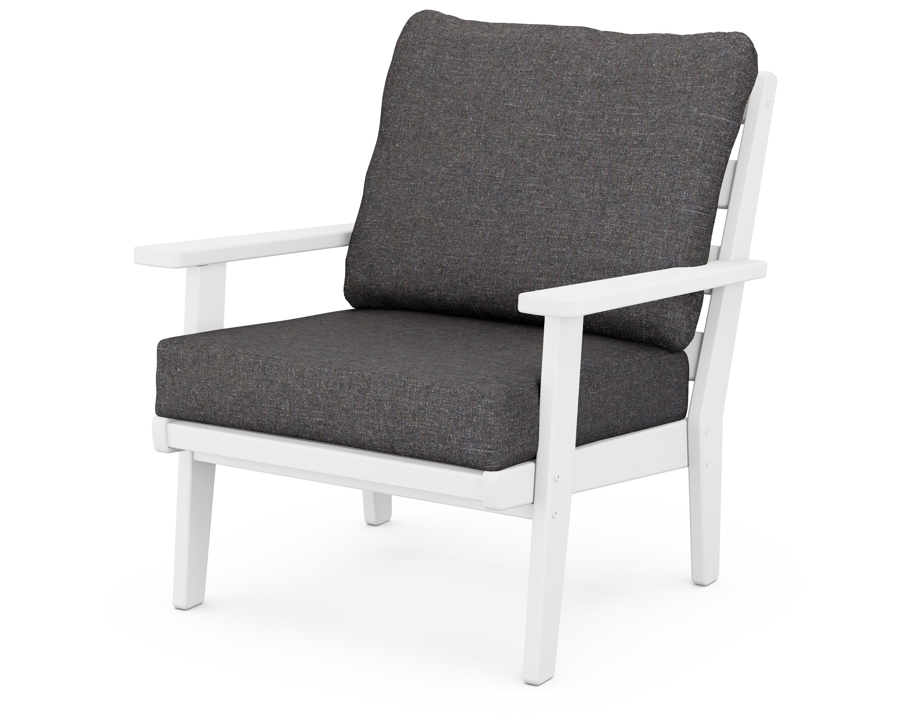 POLYWOOD® Grant Park Deep Seating Chair in White / Ash Charcoal