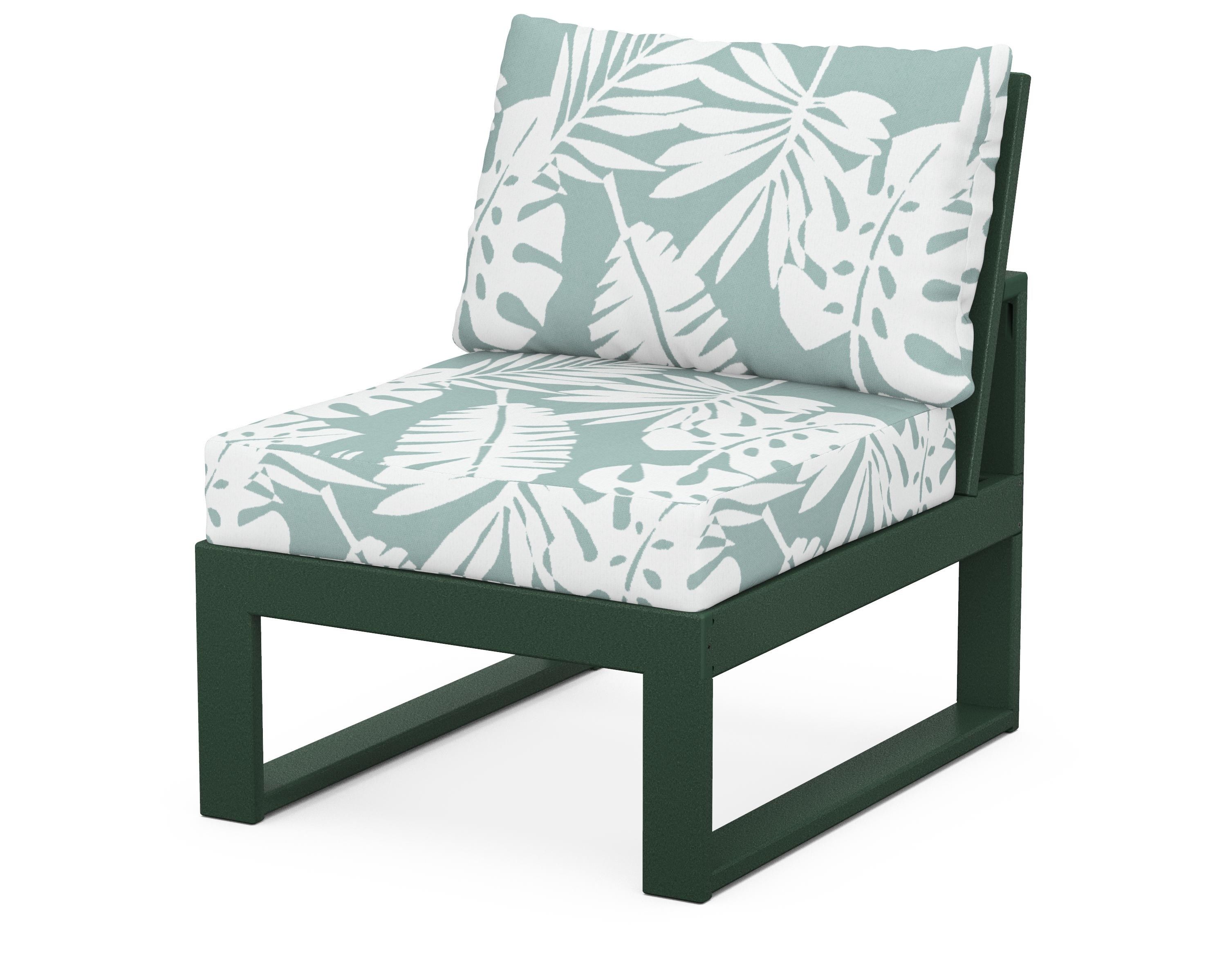Unbranded Modular Armless Chair in Green / Leaf Glacier Spa