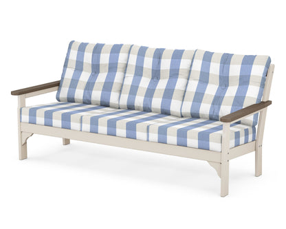 POLYWOOD® Vineyard Deep Seating Sofa in Sand / Kona / Buffalo Plaid Sky Blue