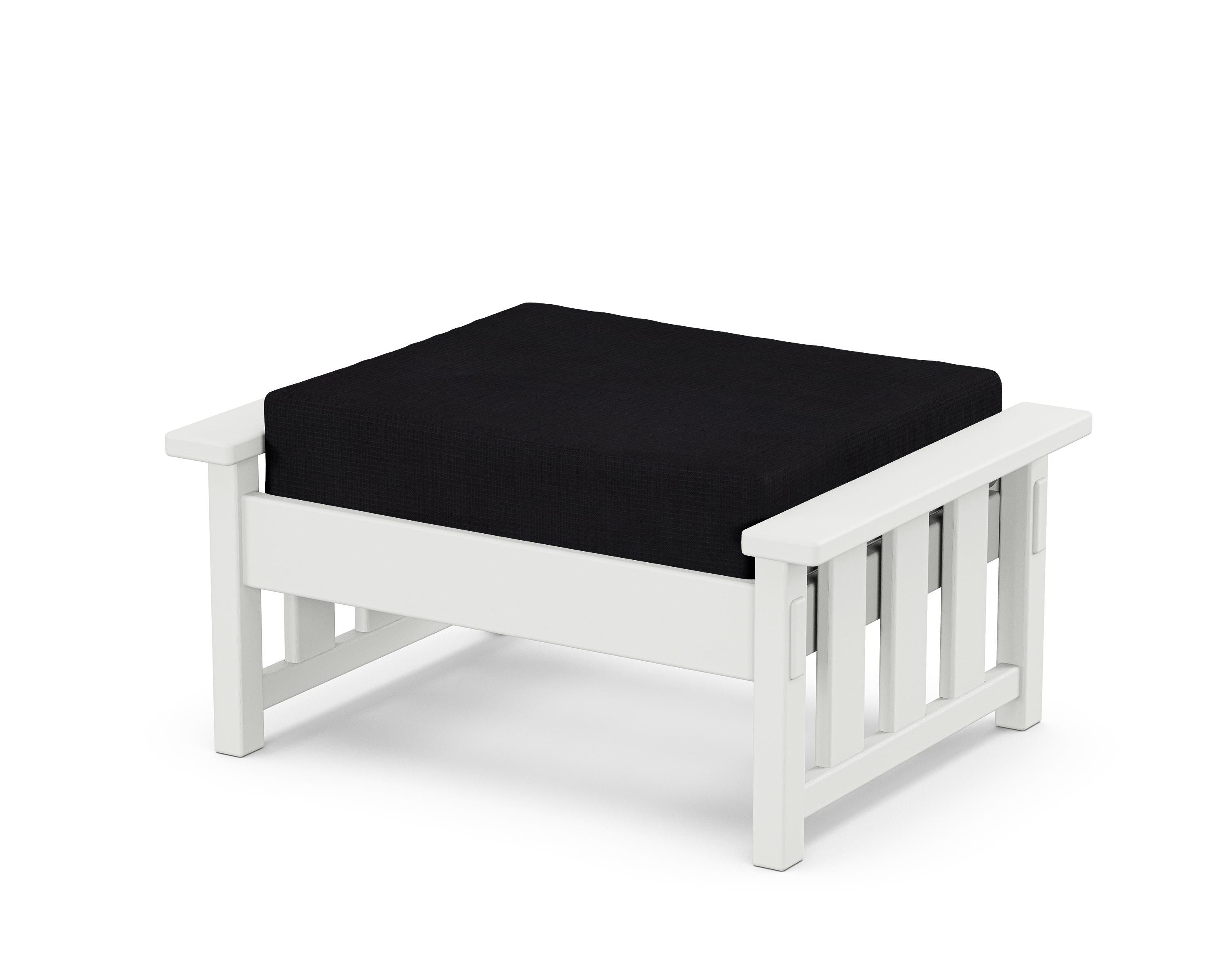 Martha Stewart by POLYWOOD® Acadia Deep Seating Ottoman in White / Midnight Linen