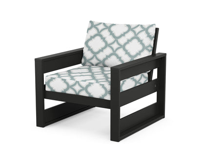 POLYWOOD® Westport Club Chair in Black / Trellis Glacier Spa