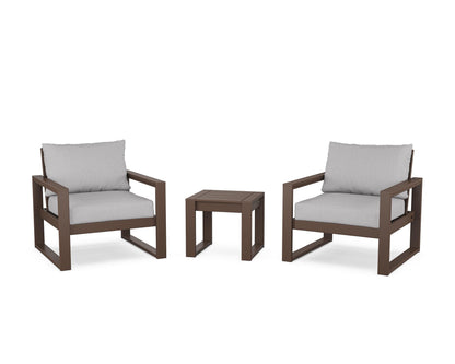 POLYWOOD® EDGE Sectional 3-Piece Deep Seating Set in Mahogany / Granite