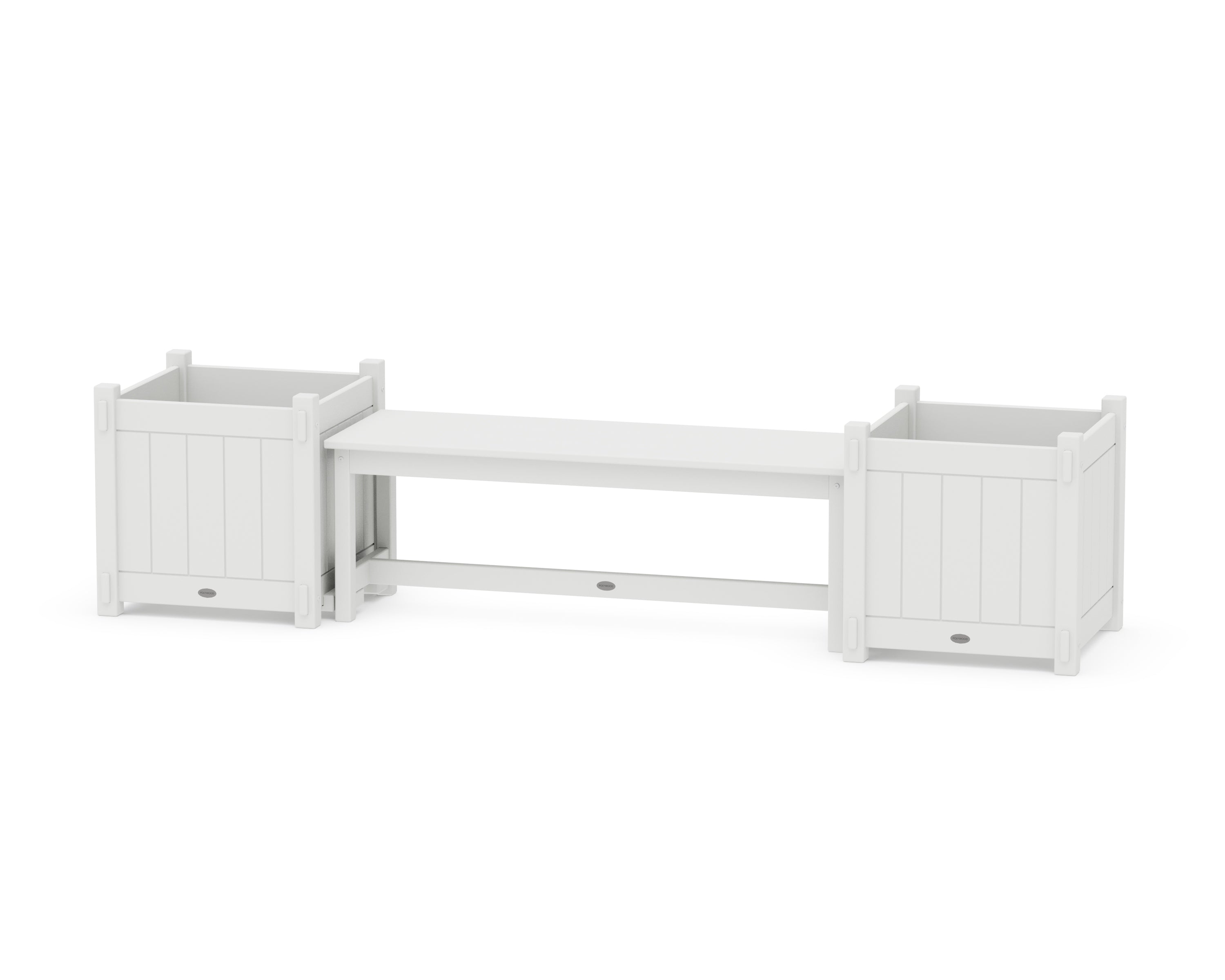 POLYWOOD® 48" Vineyard Straight Planter Bench Set - Large in White